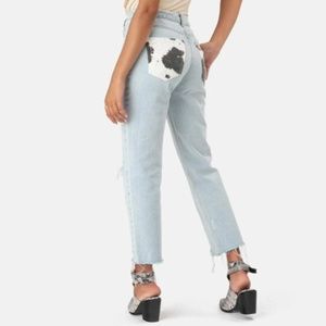 Distressed mom jeans